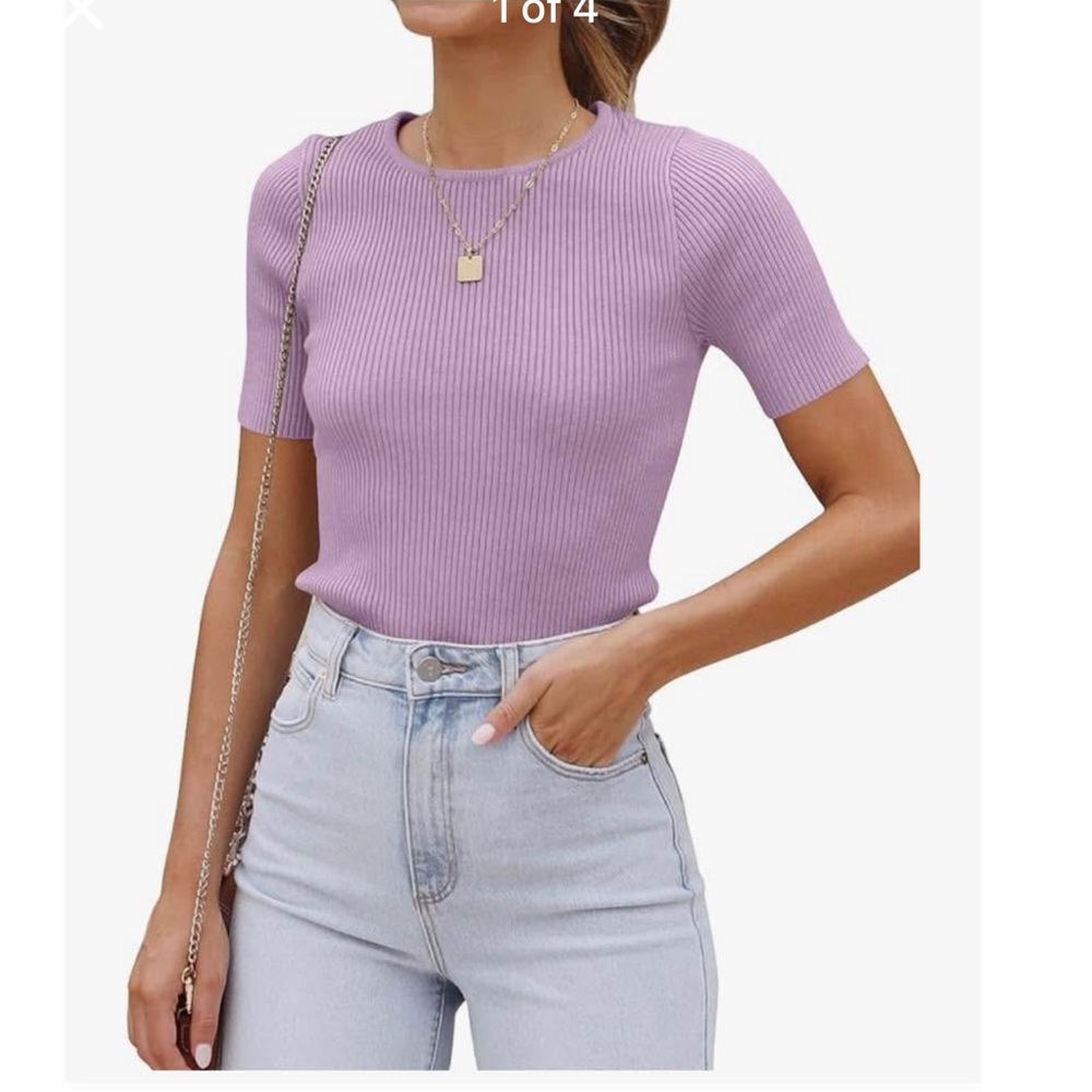 Purple Ribbed Sleeveless Top